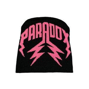 Paradox Lab Pink Black Lightning Arc Logo Beanie Hat One Size